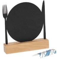 Wooden table stand made of beech with chalkboard - place...