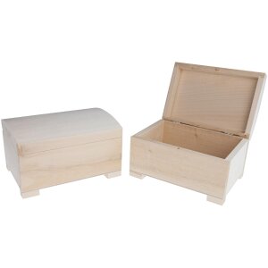 Wooden treasure chest - spruce wood box 17.3 x 11.5 x 10 cm