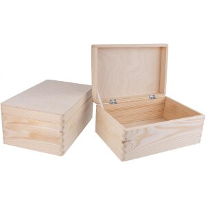 Kleine Fichtenholz-Kiste mit Klappdeckel - 30 x 20 x 14 cm