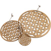 Wooden mural / window mural Flower of life made of FSC® oiled oak