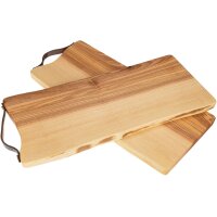 Oiled Ash Wood Cutting Board with Natural Edge & Leather Handle – ca. 50 x 24 x 2 cm