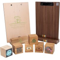 Oak Wood Cube with QR Code Print – Menu Holder for...