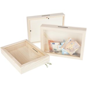 Money box picture frame with real glass and coin slot 22.8 x 16.8 x 4 cm