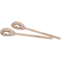 Customized wooden cooking spoon 30 cm oval with laser engraving / cut Two engravings up to 5 cm² -