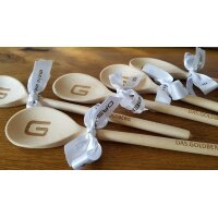 Customized wooden cooking spoon 30 cm oval with laser engraving / cut Two engravings up to 5 cm² -