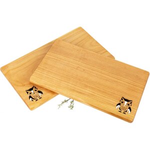 Schneidebrett aus geöltem FSC® Kirschholz - 26 x 15 x 1 cm - Eule