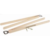 Beechwood BBQ Tongs with Bottle Opener and Engraving...