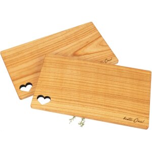 Cutting board "Best grandma!" made of FSC® oiled cherry with heart - 26 x 15 x 1 cm