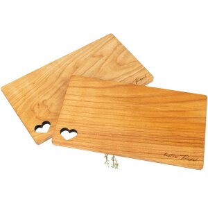 Schneidebrett "Bester Papa!" aus FSC® Kirsche geölt mit Herz - 26 x 15 x 1 cm