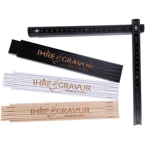 Personalized folding rule / meter stick with laser engraving natural / white / black