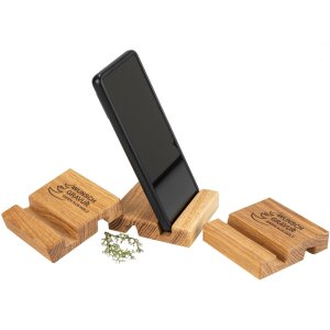 Personalized Smartphone & Tablet Stand Made of Oiled Oak with Laser Engraving