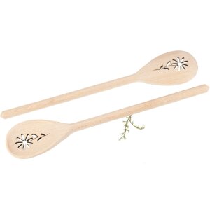 Wooden Cooking Spoon Oval – 30 cm – Beech with Flower Cut-Out