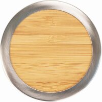 Personalized FSC® bamboo thermo mug double-walled with tea strainer - 450ml with laser engraving