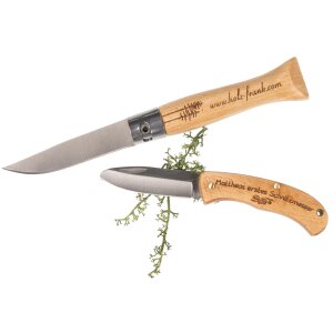 Personalisiertes Holz Taschenmesser aus FSC® Buche - Klappmesser mit Laser Gravur bis 5 cm²