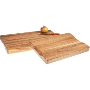 Oiled oak chopping block with recessed grips - 50 x 30 x 4 cm