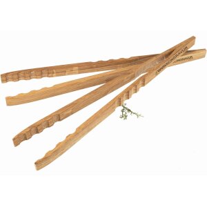 Personalized barbecue tongs / sausage tongs made of oiled oak 39 cm with laser engraving up to 5 cm²