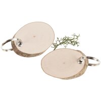 Oval tree slice keyring made from hazelnut | With bark...