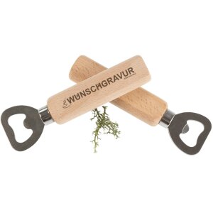 Personalized Bottle Opener – FSC® Beech & Stainless Steel, 13 cm Engraved