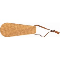 Personalized bottle opener made of oiled oak with leather strap and laser engraving