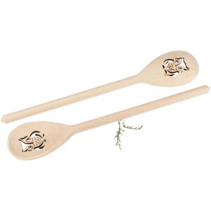 Holz Kochlöffel oval aus Buche – 30 cm – mit Eulen Ausschnitt