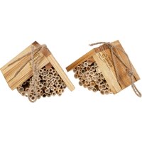 Personalized wooden wild bee hotel with laser engraving