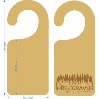 Individualisierter Holz-Türanhänger aus Zirbenholz - Klinkenschild mit Lasergravur bis 5 cm²