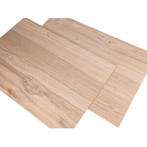 FSC® oak veneer wood panel, 6,5 mm MDF core, small-knotted and brushed 600 x 400 mm (+/-2 mm)