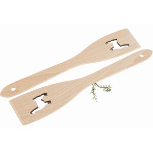 Beech wood spatula with laser cut-out - llama/alpaca