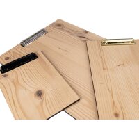 Historic old wood clipboard made from spruce | Holz Frank DIN A4 raw - Letter clip silver -