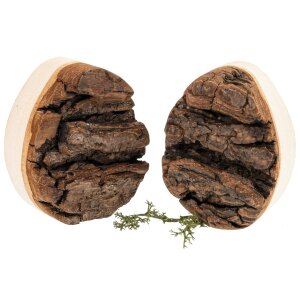 Handgefertigtes Osterei aus Erle mit Echter Baumrinde - Rustikale Oster-Deko