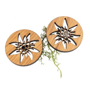 Wood magnet in edelweiss shape | Oiled oak FSC® certified
