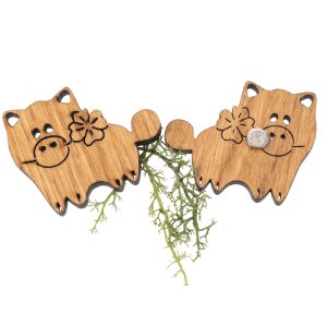 Holz Magnet in Glücksschwein Form | Eiche geölt FSC® zertifiziert