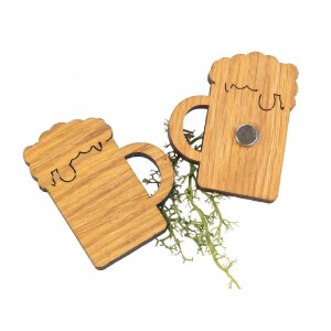 Holz Magnet in Bierkrug Form | Eiche geölt FSC® zertifiziert