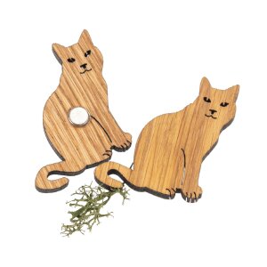 Wood magnet in cat shape | Oiled oak FSC® certified