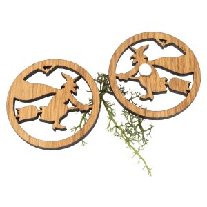 Wooden magnet in witch shape | oiled oak FSC® certified