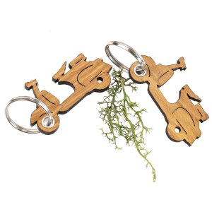 Schlüsselanhänger aus FSC® Eiche geölt in Motorroller Form
