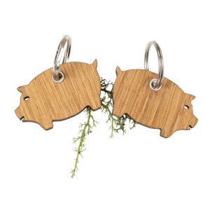 Schlüsselanhänger aus FSC® Eiche geölt in Schwein Form