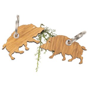 Schlüsselanhänger aus FSC® Eiche geölt in Wildschwein Form