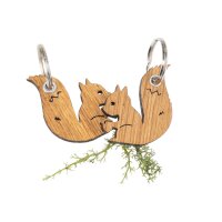 FSC® oiled oak key fob in squirrel shape