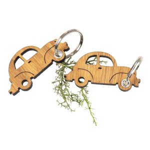 Schlüsselanhänger aus FSC® Eiche geölt in Auto Form