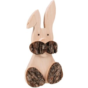 Rustic decorative Easter bunny made of alder - 23 cm tall with real tree bark