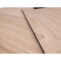 Holz Klemmbrett aus FSC® Eiche Kleinastig beidseitig gebürstet geölt DIN A4 - Klammer Used look – Alt Messing - Kantenschutzecken