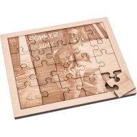 Photo engraving on wooden puzzle incl. frame made of FSC® beech wood