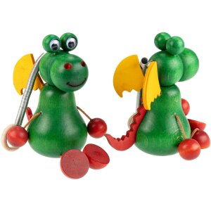 Swinging figures / bouncy animals made of wood - dragon green
