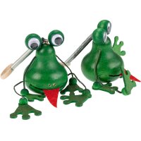 Schwingfiguren / Hüpftiere aus Holz - Frosch grün