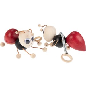 Swinging figures / bouncy animals made of wood - ant red / black