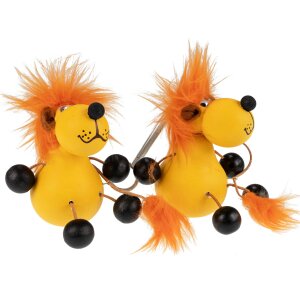 Swinging figures / bouncy animals made of wood - Lion yellow