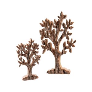 Handmade deciduous tree made of alder with bark - for natural interior design