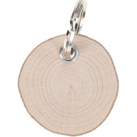 Personalized wooden key ring with bark and laser engraving