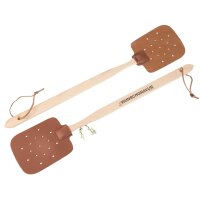 Customized wooden fly swatter with leather swatter and...